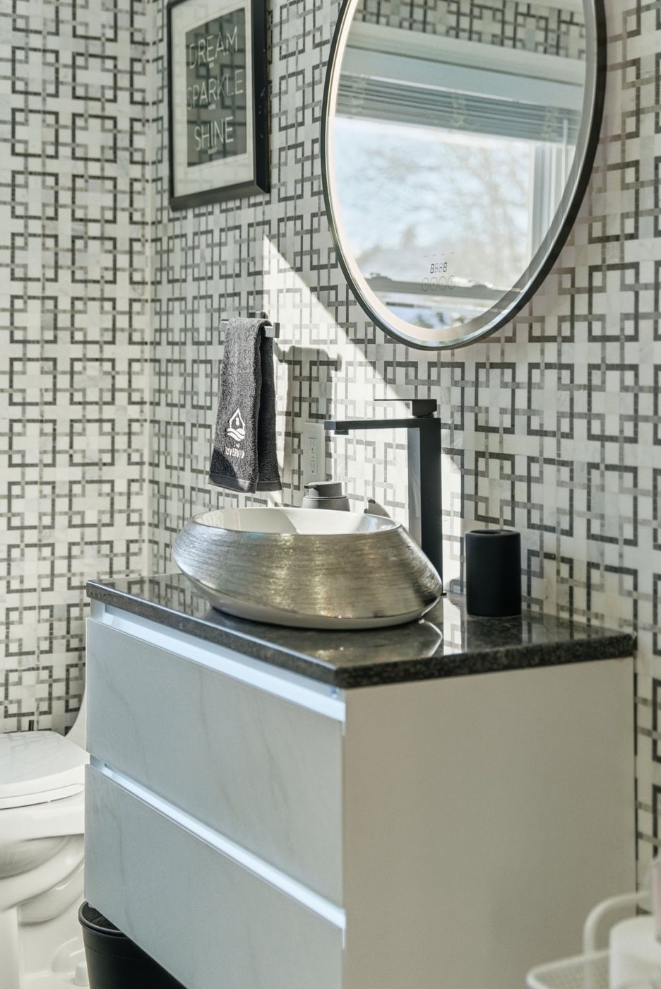 Bathroom vanity detail in a vacation rental
